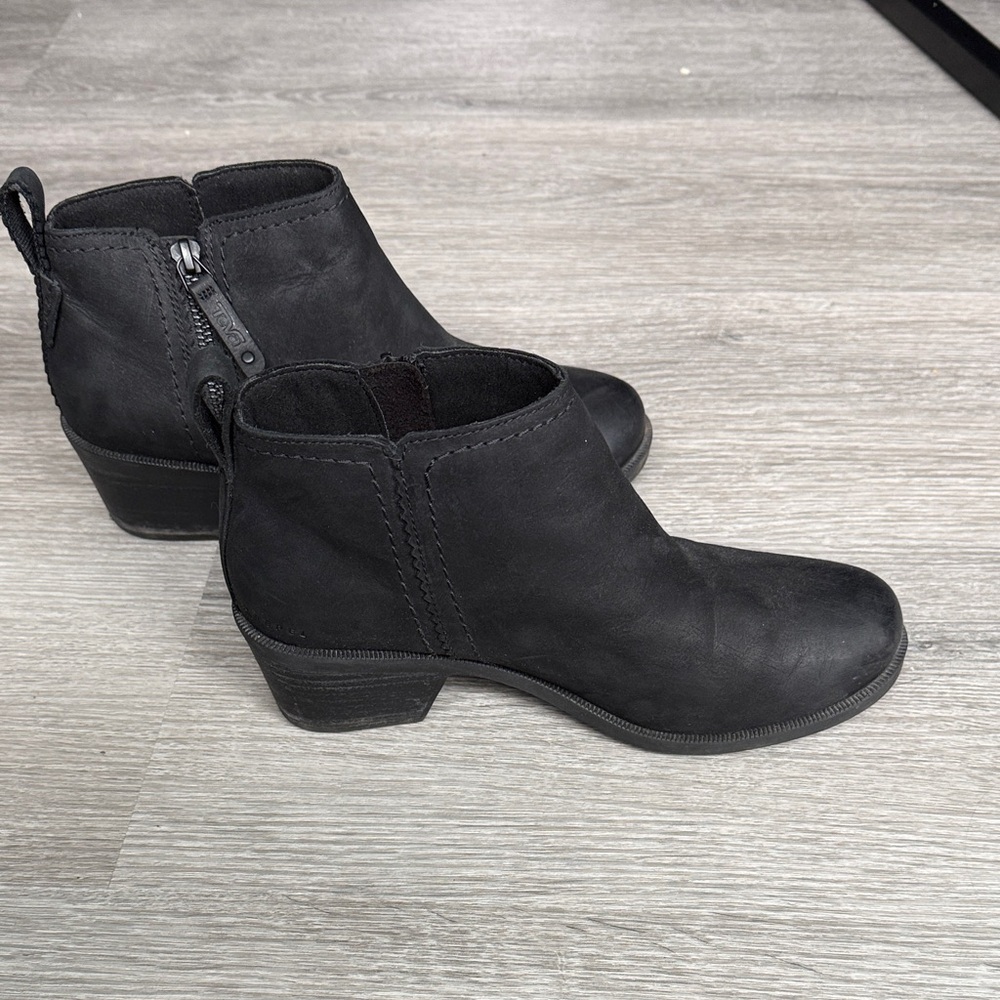 Teva Black Nubuck Ankle Booties with Side Zip